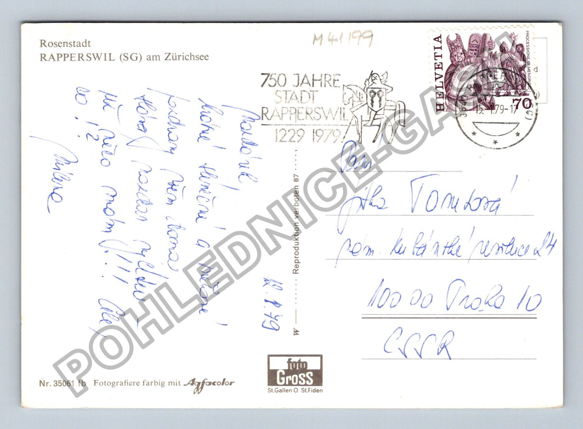Pohlednice Švýcarsko Rapperswil koláž motivů 1979 (M41199)