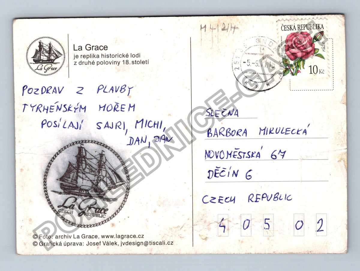 Pohlednice La Grace loď plachetnice Tyrhénské moře 2015 (M41214)
