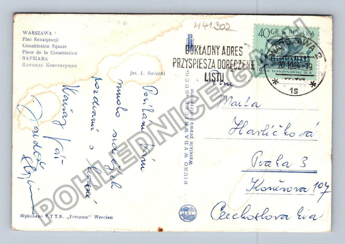 Pohlednice Polsko Varšava Plac Konstytucji 1954 (M41302)