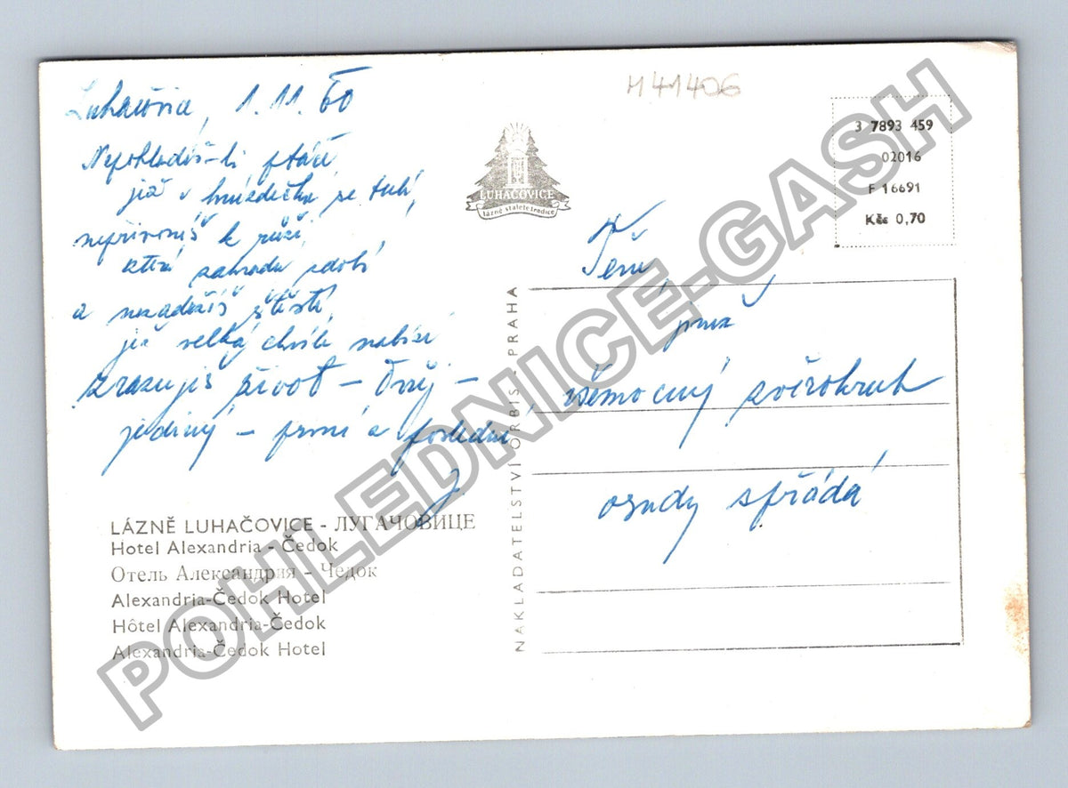 Pohlednice Lázně Luhačovice Hotel Alexandria noc 1960 (M41406)