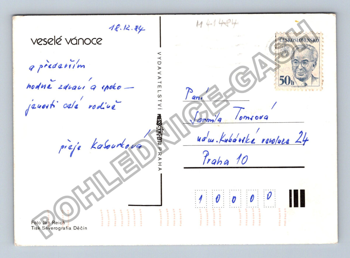 Pohlednice Veselé Vánoce zátiší mlýnek hmoždíř jablka (M41484)