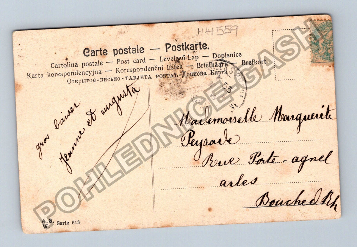 Pohlednice Francie Arles iniciála M s růžemi (M41559)