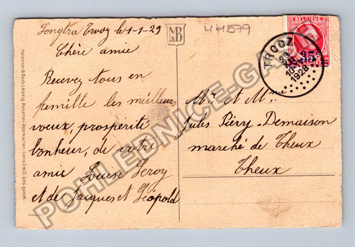 Pohlednice Belgie kytice růží Bonne Année 1928 (M41579)