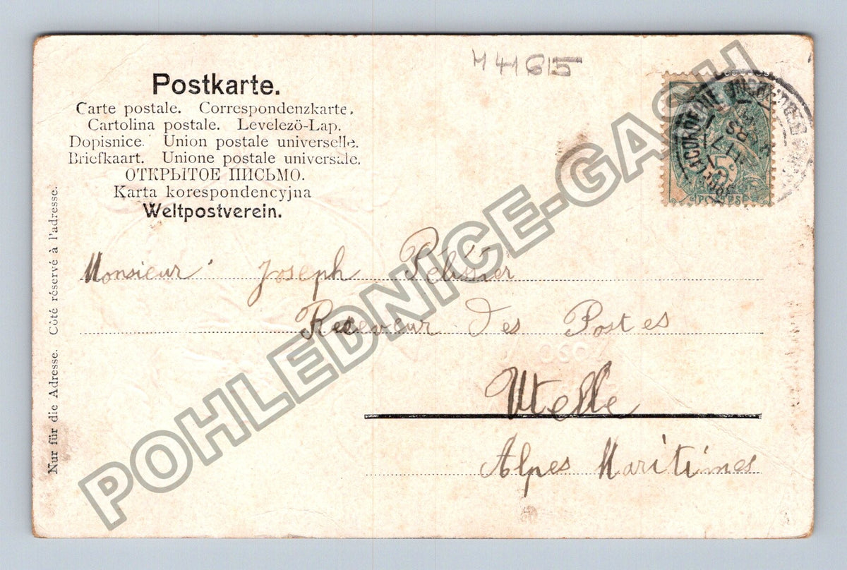 Pohlednice Francie Marseille květina blahopřání 1905 (M41615)