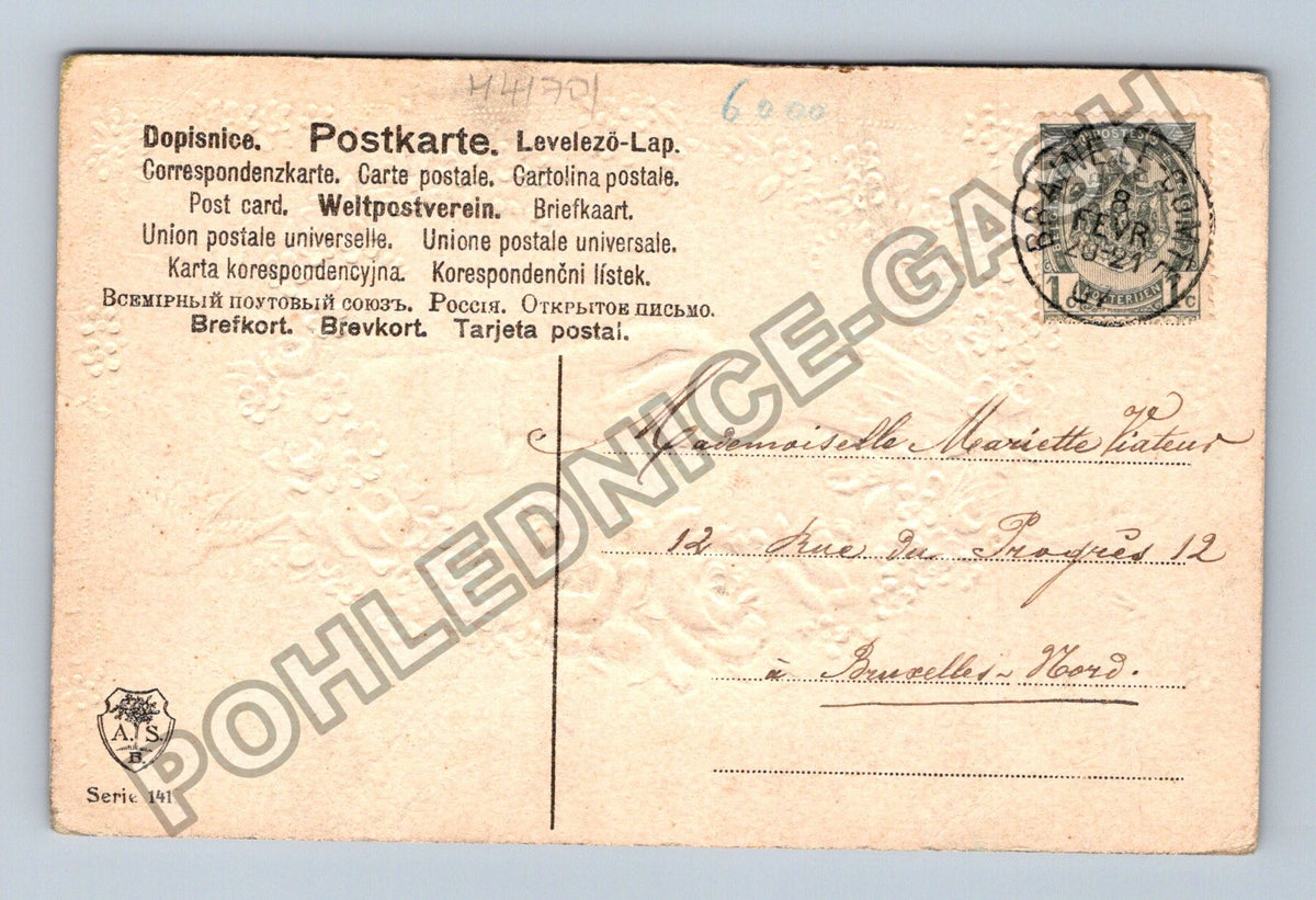 Pohlednice Francie Pensez à moi podání rukou květiny (M41701)