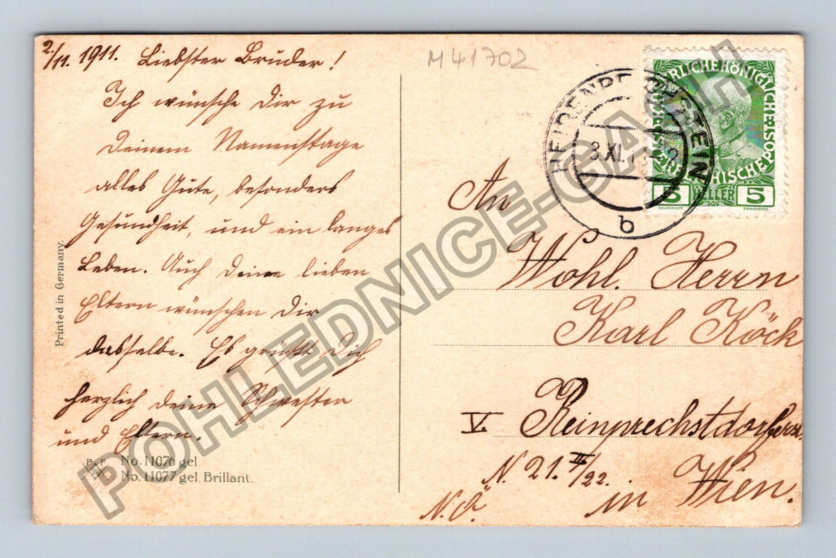 Pohlednice Německo Herzlichen Glückwunsch zum Namenstage 1911 (M41702)