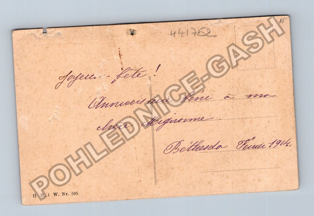 Pohlednice Francie děti s květinami Bonne fête 1914 (M41752)