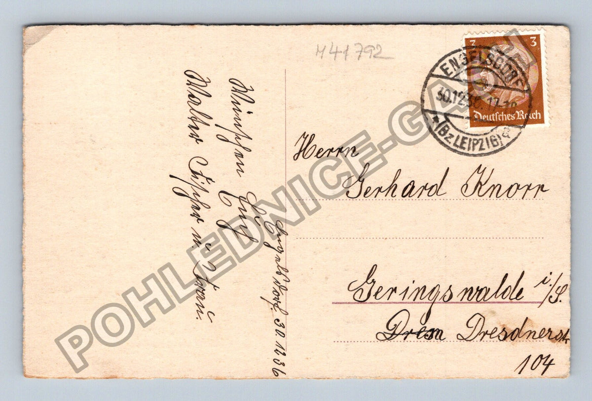 Pohlednice Německo zimní krajina chata 1936 (M41792)