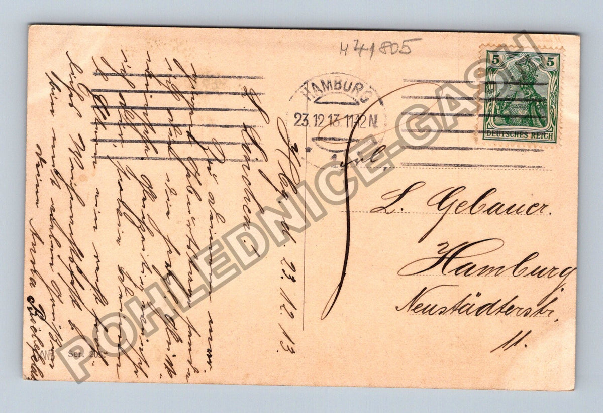Pohlednice Německo zimní krajina chalupy Vánoce 1913 (M41805)