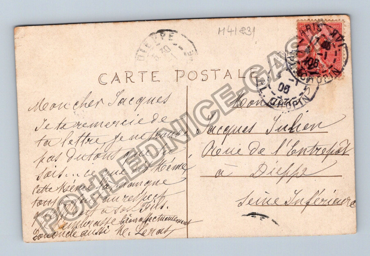 Pohlednice Francie Bonne Année jmelí cesmína 1908 (M41831)