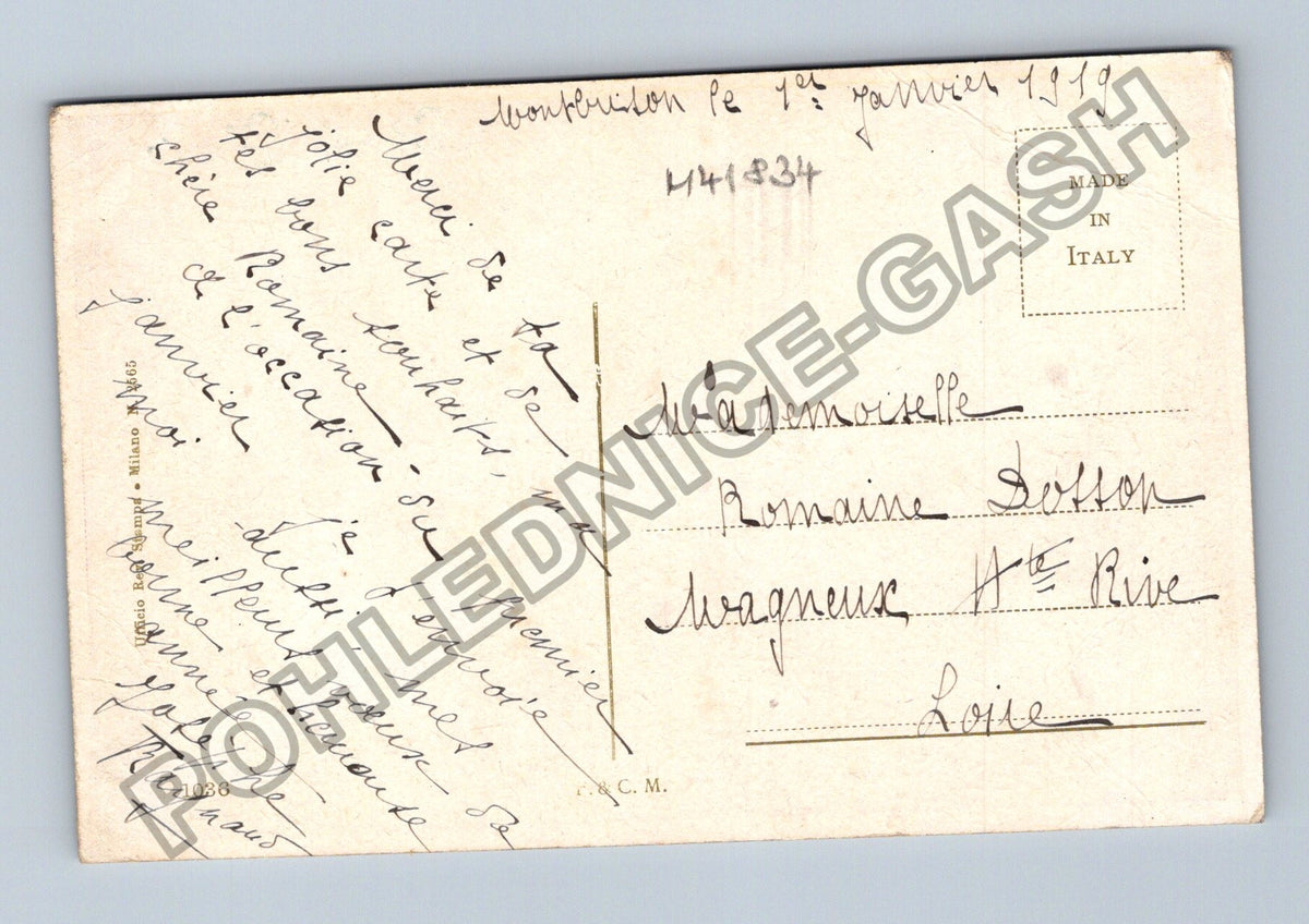 Pohlednice Francie Novoroční přání zimní krajina 1919 (M41834)