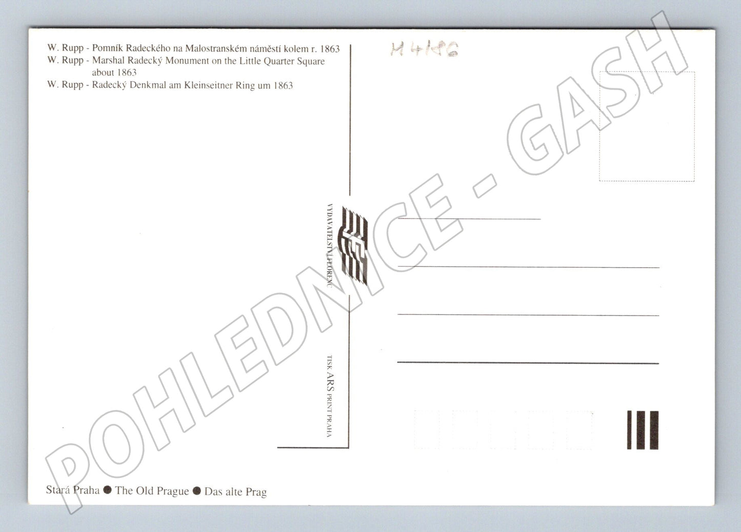 Postcard Prague monument to Marshal Radecký 1863 (M4186)