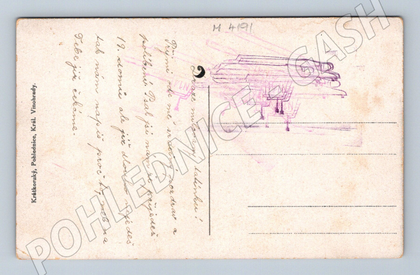 Postcard Prague Charles Bridge and Hradcany motif (M4191)