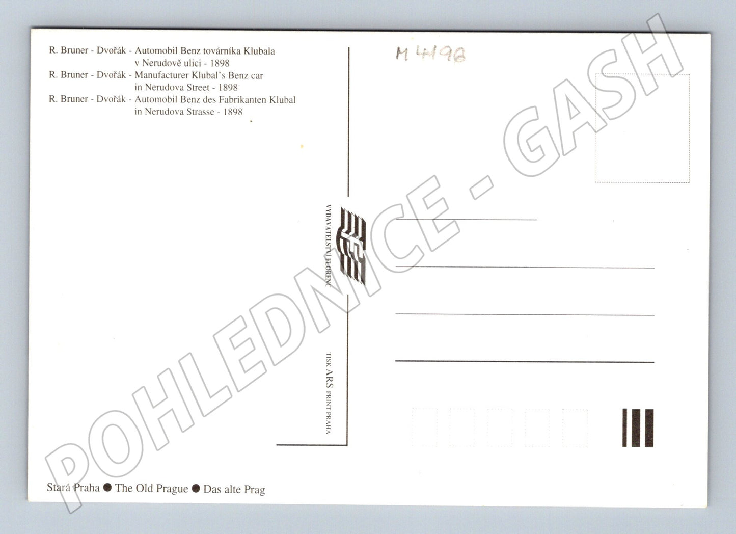 Pohlednice Praha automobil Benz Nerudova ulice 1898 (M4196)