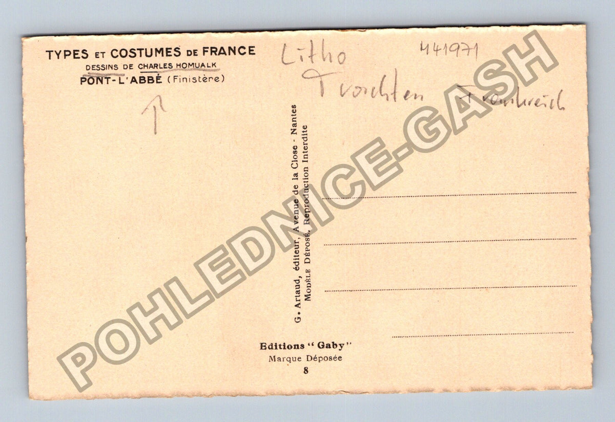 Pohlednice Francie Pont-lAbbé bretaňské kroje (M41971)
