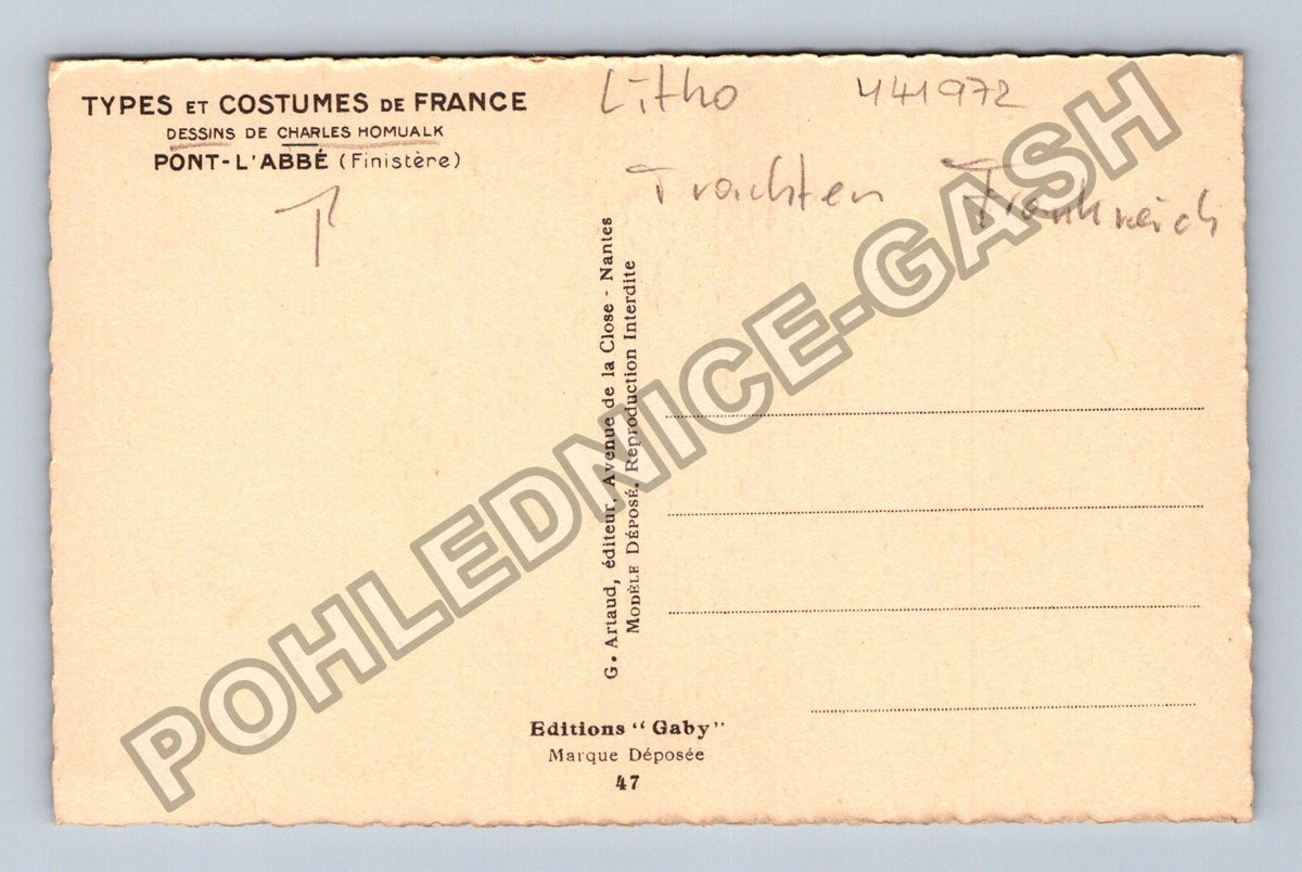 Pohlednice Francie Pont-lAbbé bretaňské kroje (M41972)