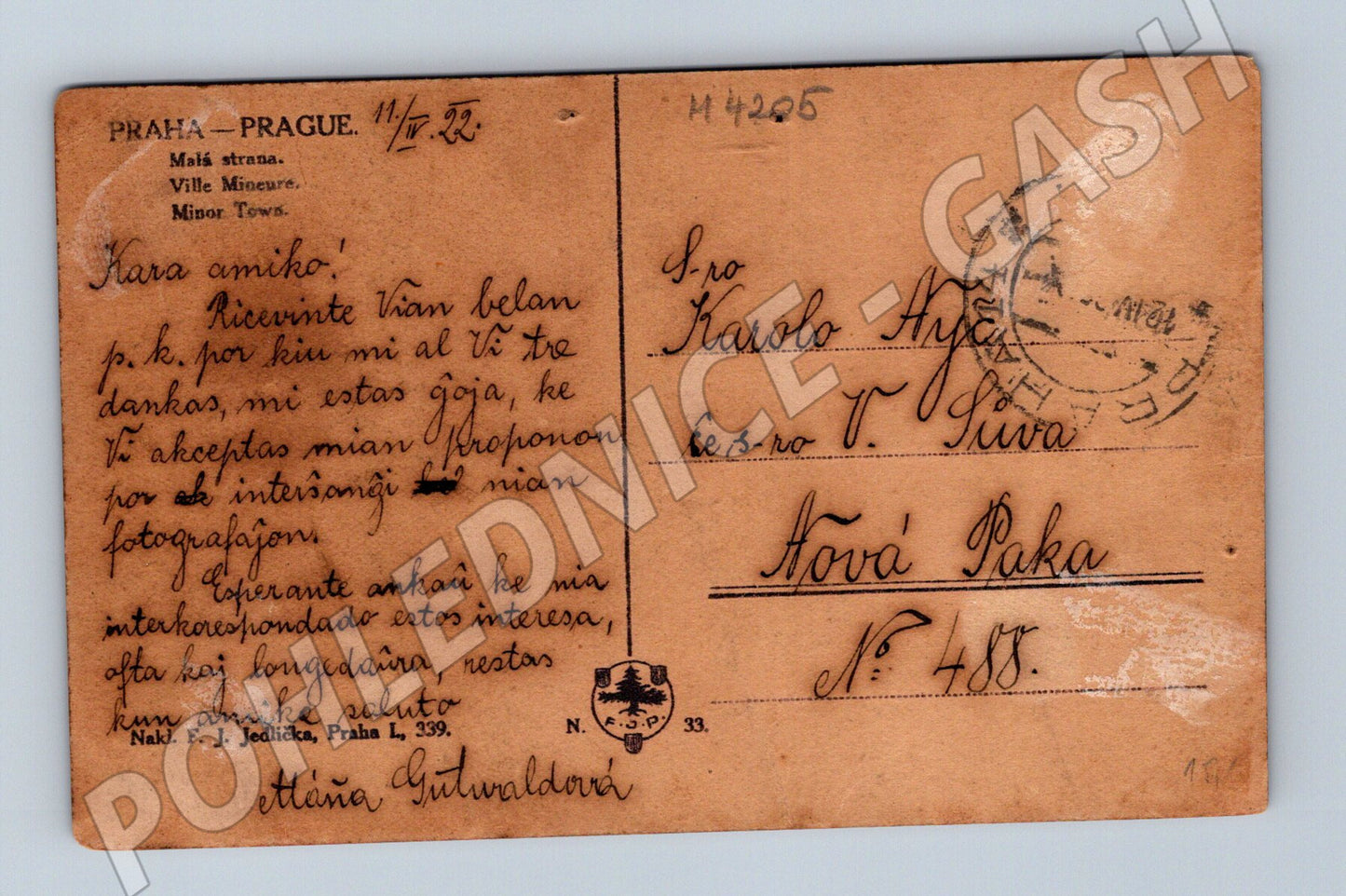 Pohlednice Praha Malá Strana motiv 1922 (M4205)