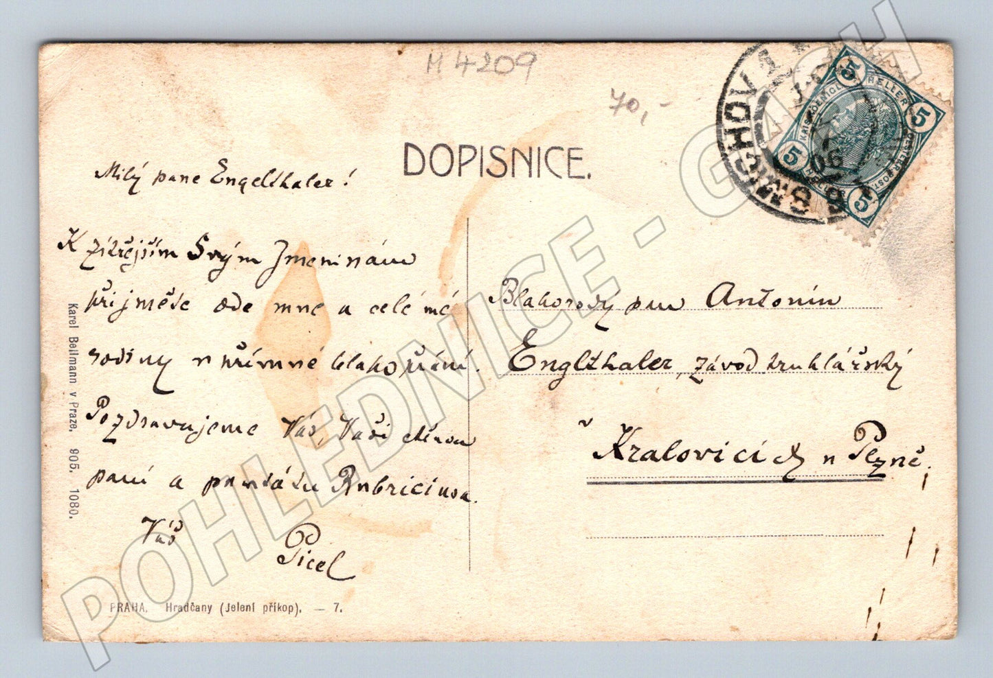 Pohlednice Praha Pražský hrad Hradčany historický motiv (M4209)