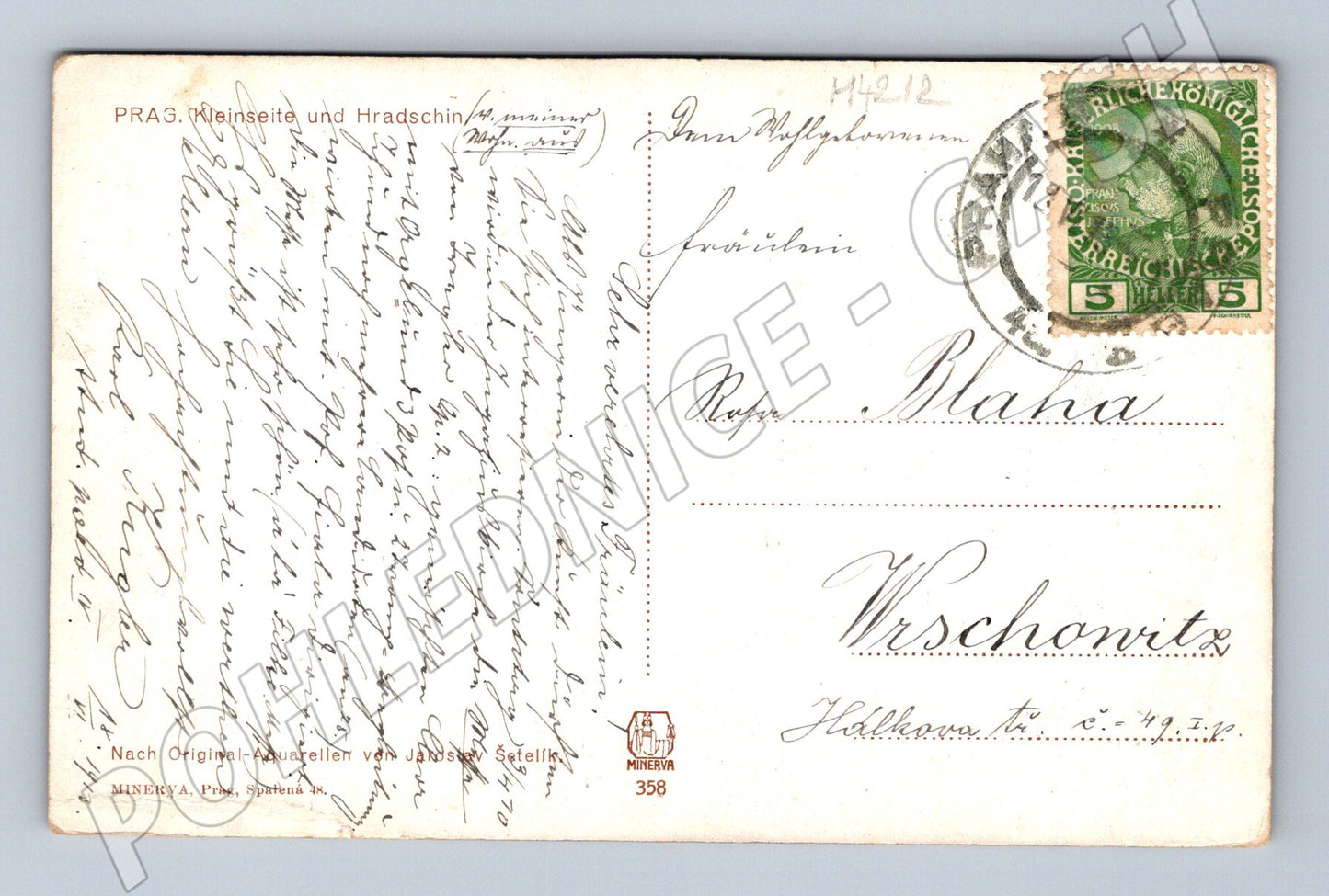 Pohlednice Praha Hradčany a Malá Strana starý motiv (M4212)