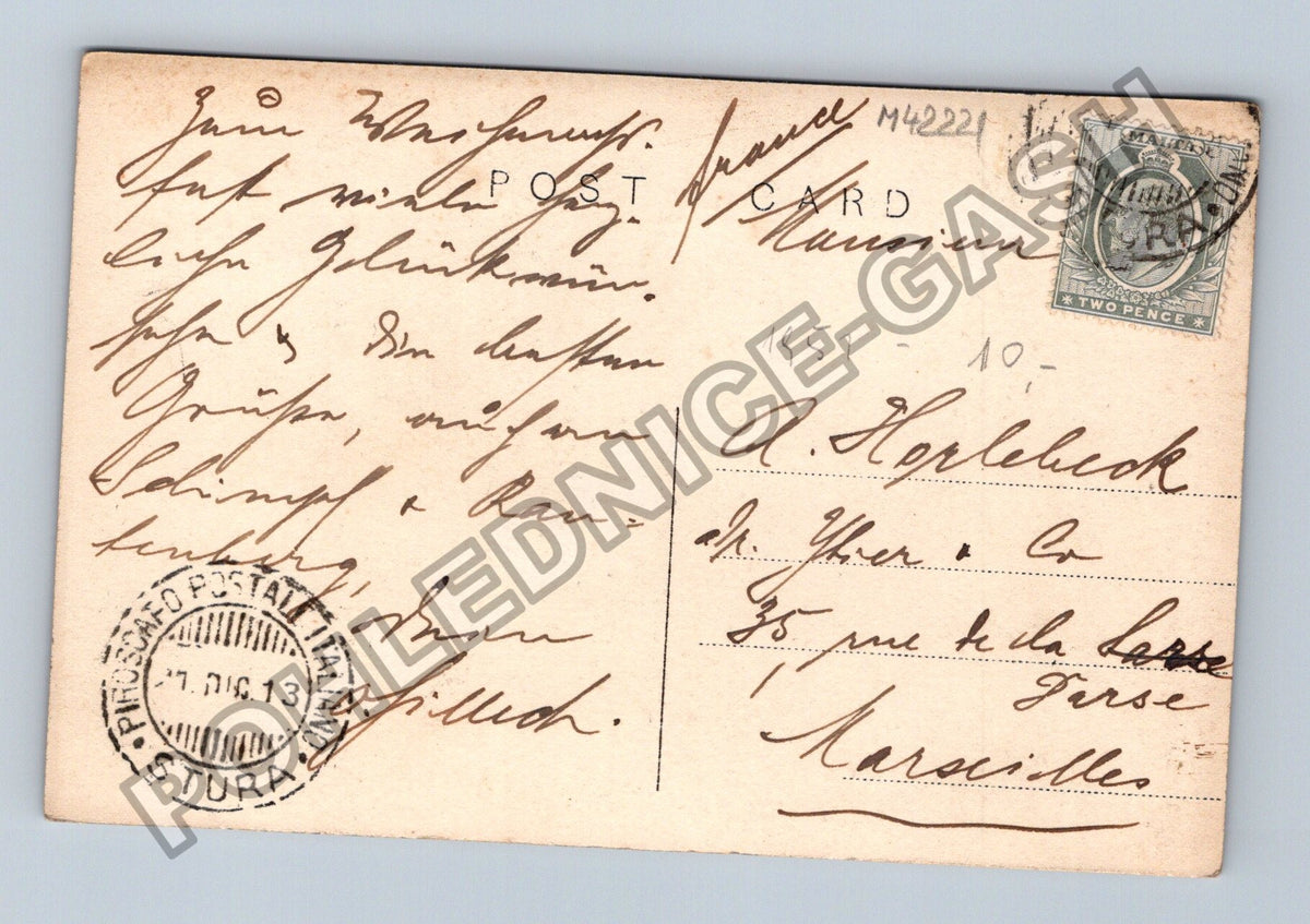 Pohlednice Malta Valetta noční přístav lodě 1913 (M42221)