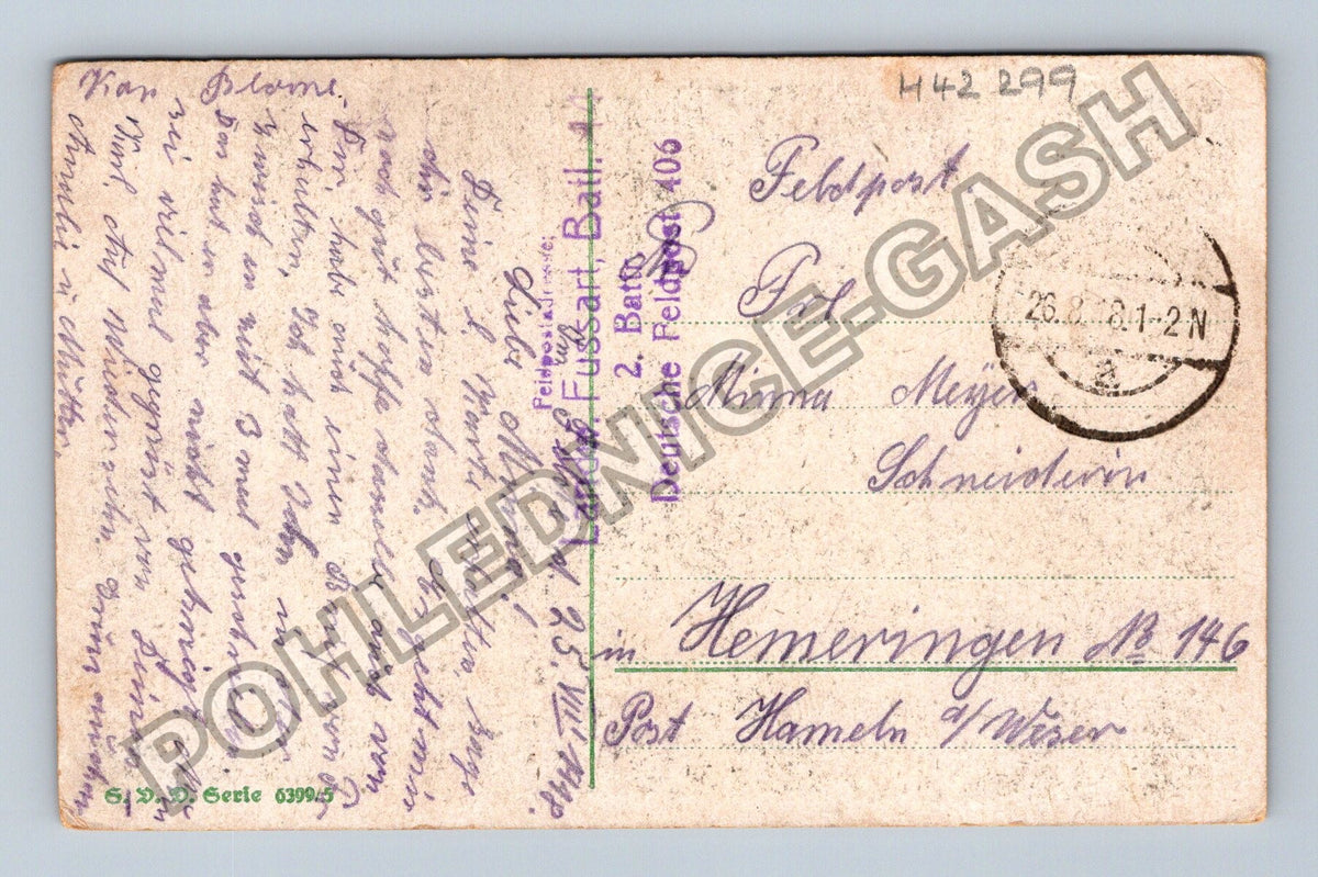 Pohlednice Německo voják a žena u šicího stroje 1918 (M42299)