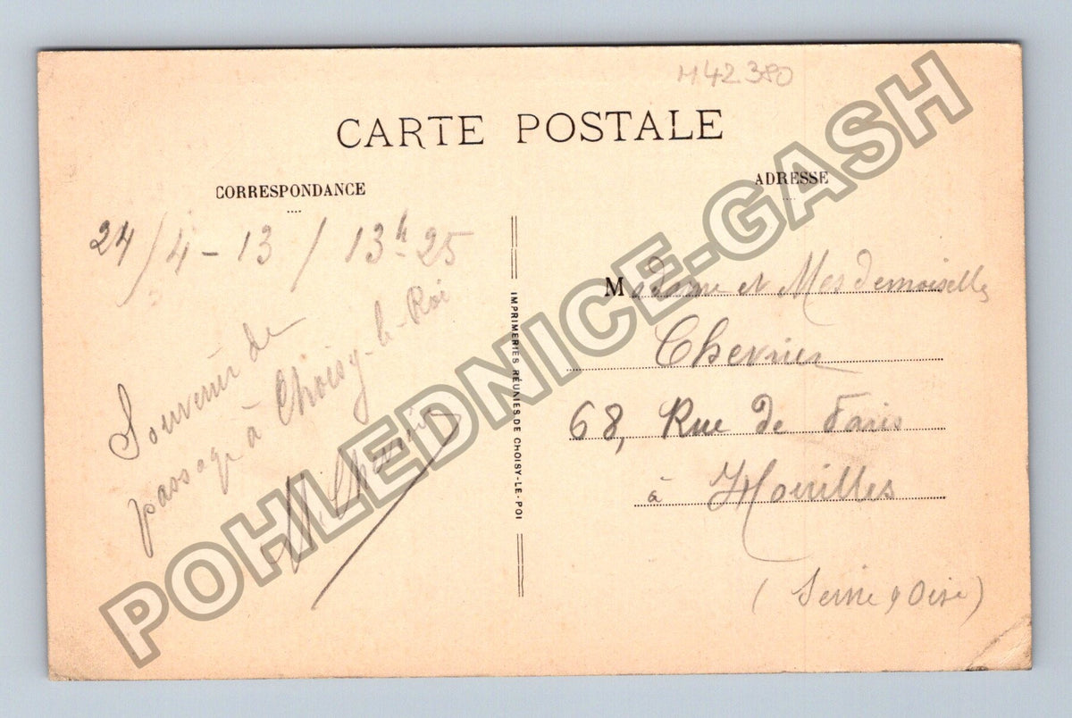 Pohlednice Francie Choisy-le-Roi socha Rouget-de-lIsle 1913 (M42380)