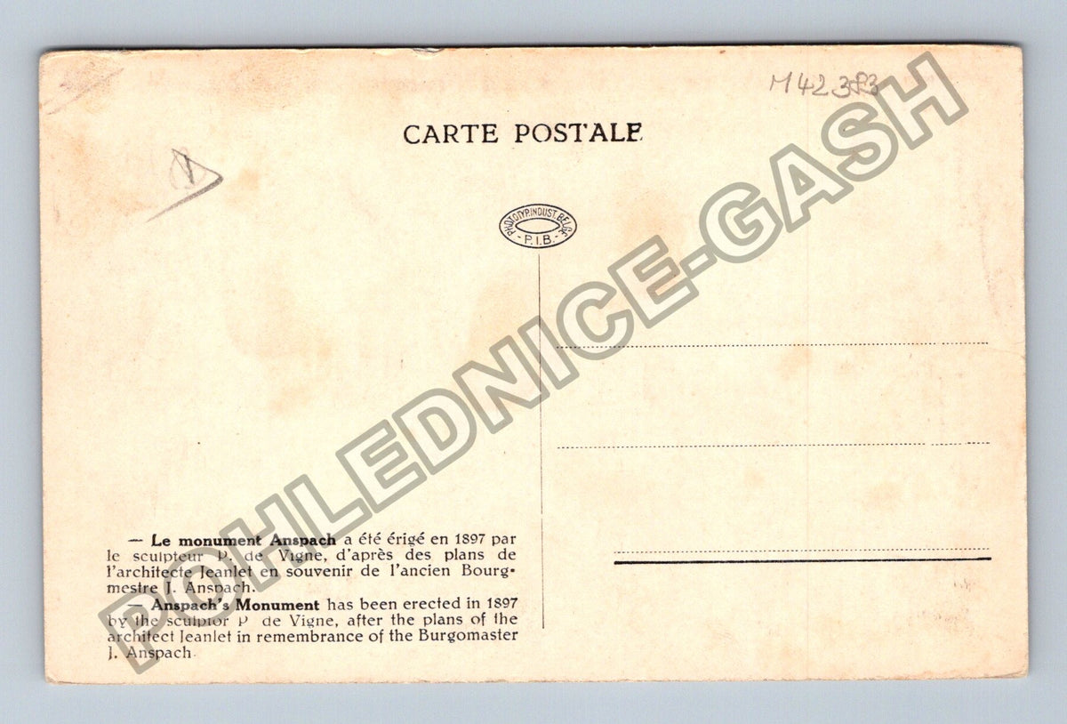 Pohlednice Belgie Brusel Anspachův památník (M42383)