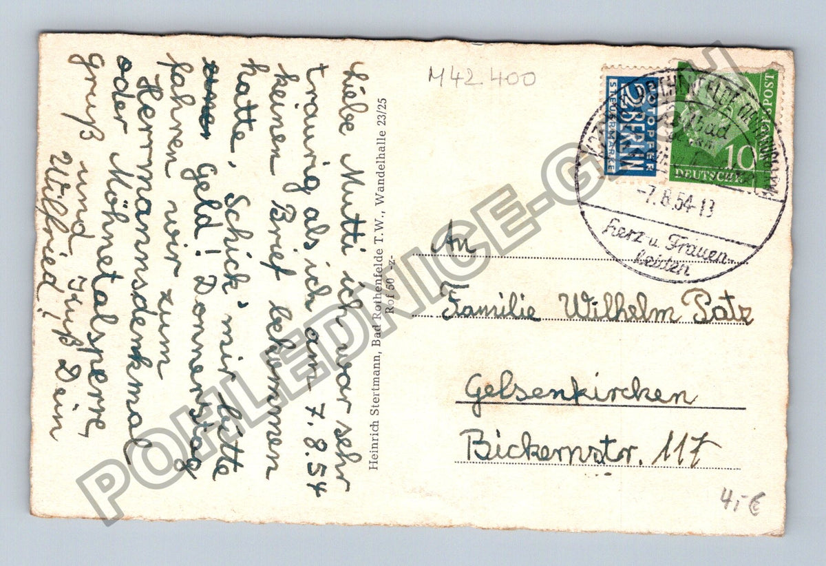 Pohlednice Německo Bad Rothenfelde T.W. Gradierwerk 1954 (M42400)
