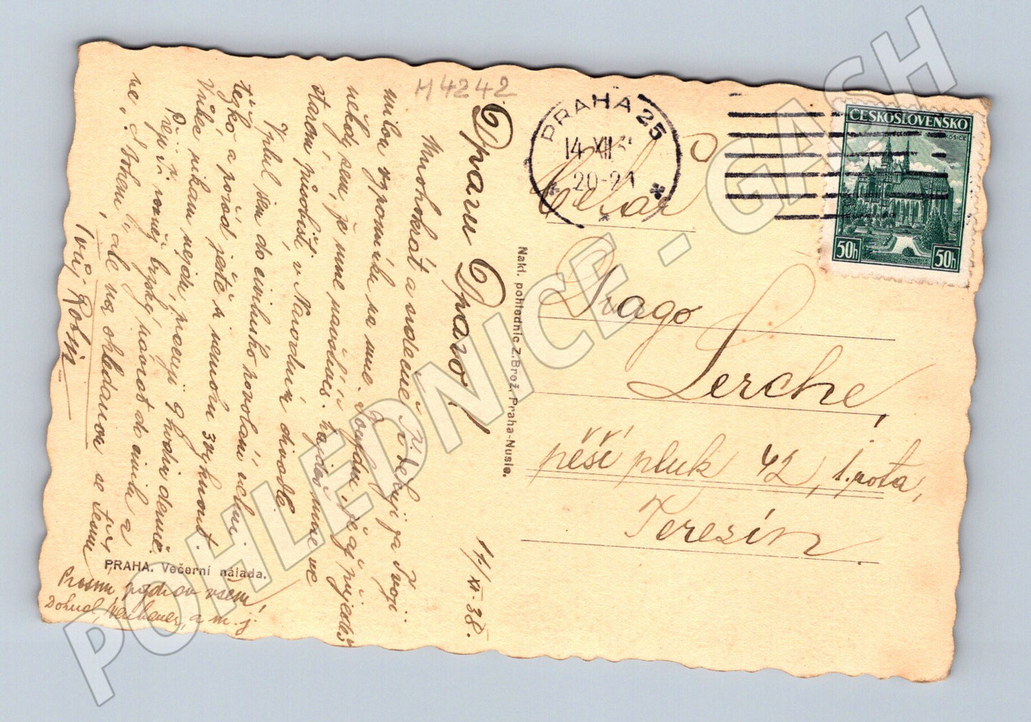 Pohlednice Praha Pražský hrad večerní nálada 1921 (M4242)