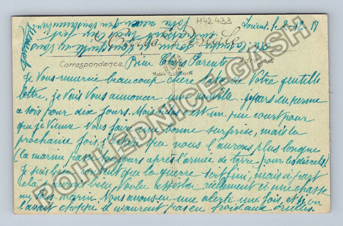 Pohlednice Francie Lorient bouře moře maják 1919 (M42433)