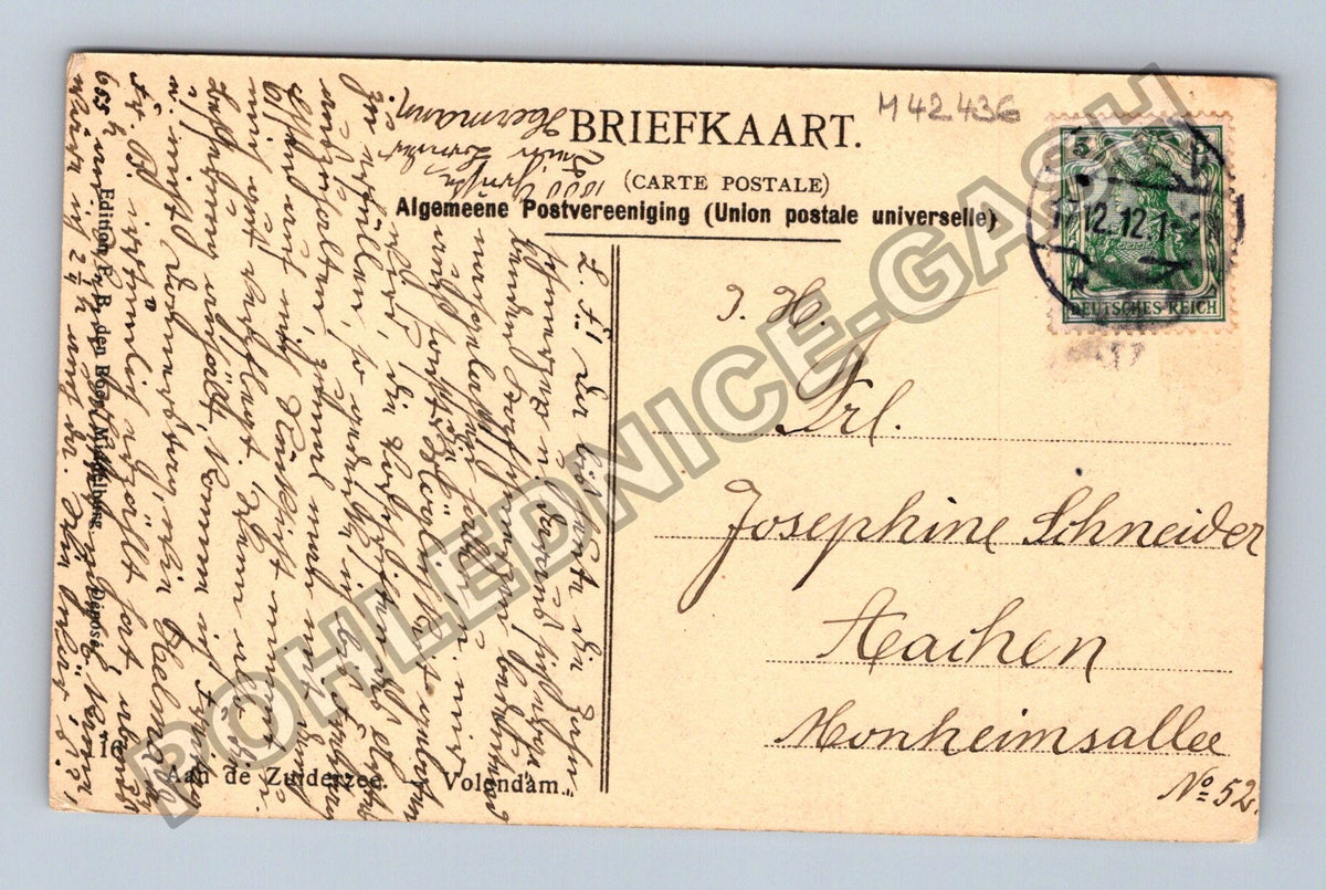 Pohlednice Německo rybáři u moře lodě Volendäm 1901 (M42436)