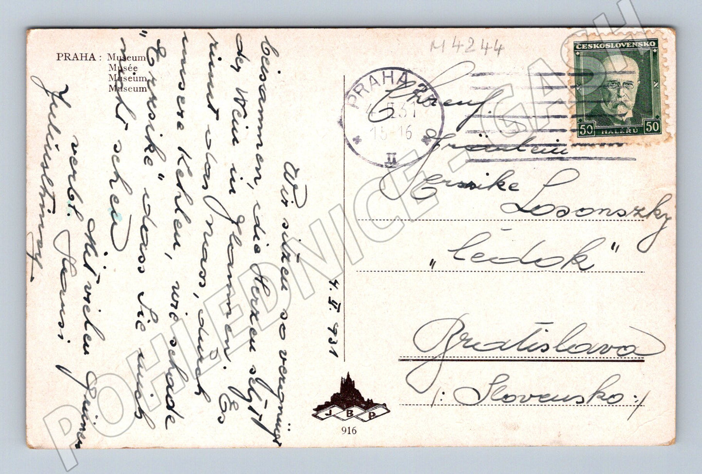 Pohlednice Praha Národní muzeum 1931 starý motiv (M4244)