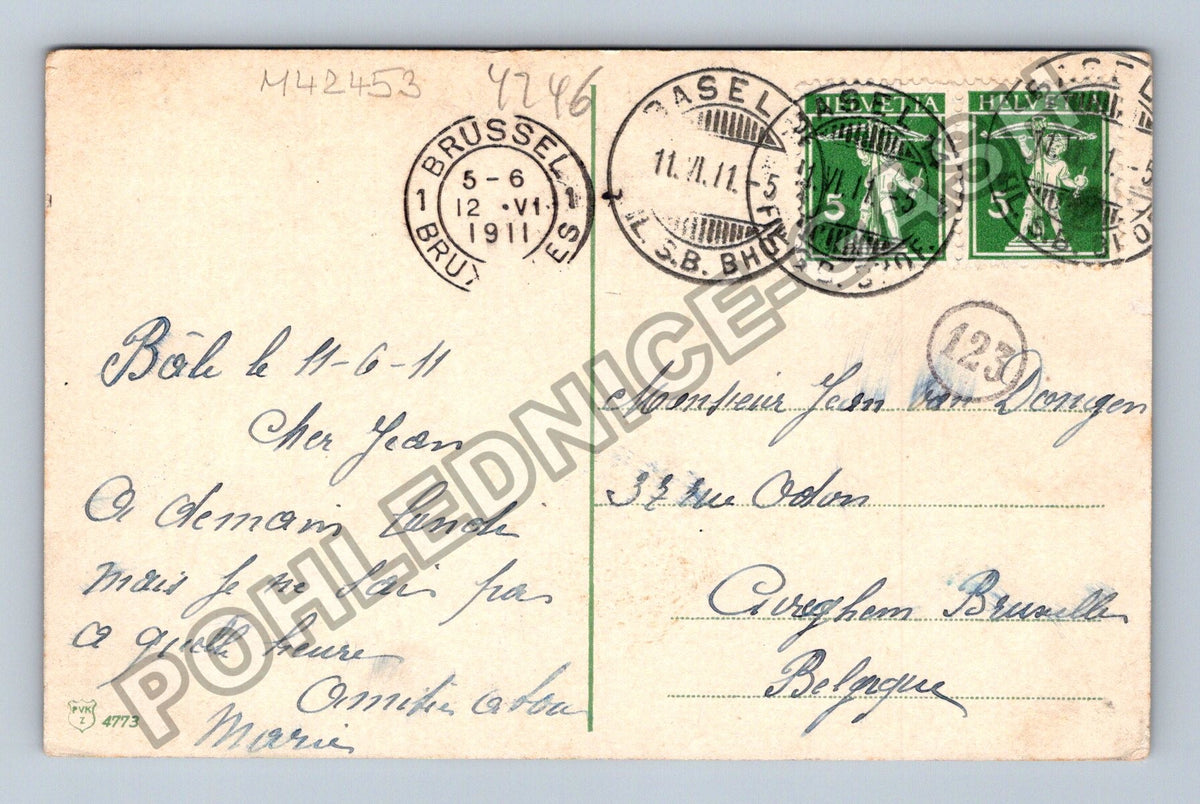 Pohlednice Švýcarsko Helvetia alegorie hor 1911 (M42453)