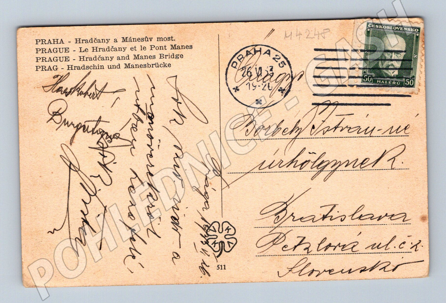 Pohlednice Praha Hradčany a most historický motiv (M4248)