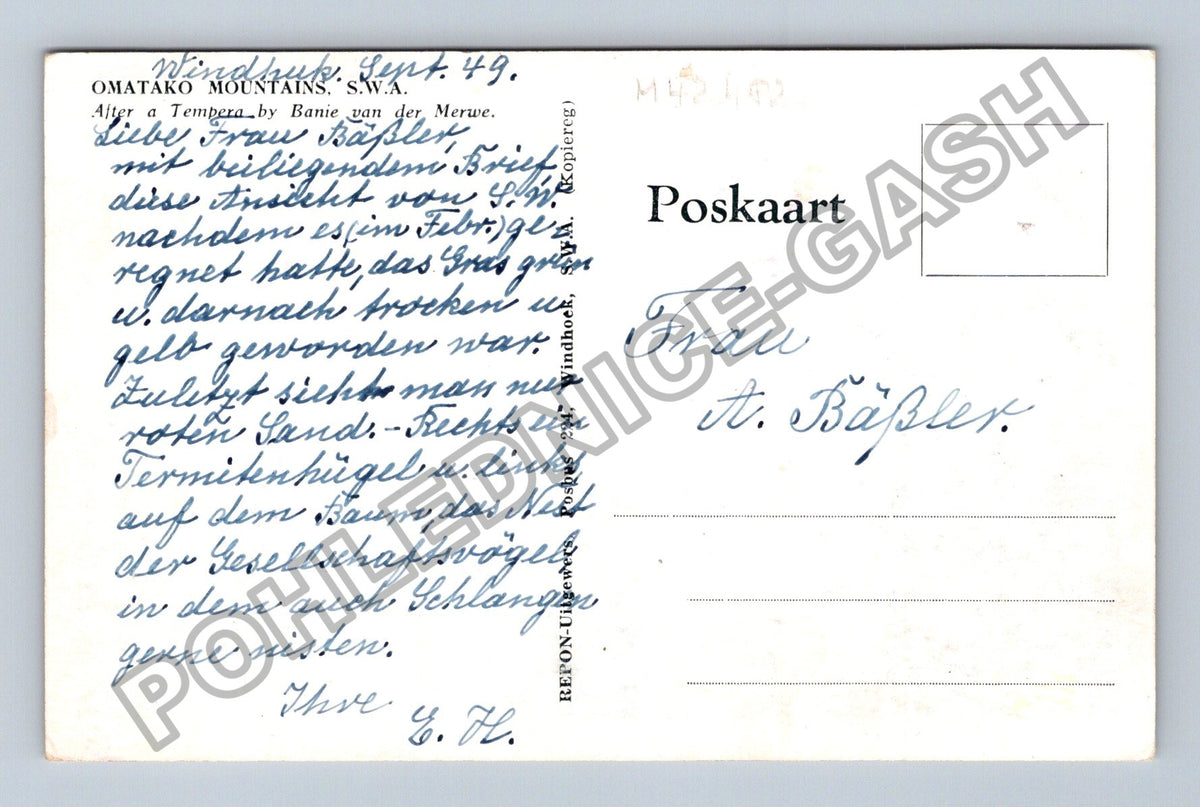 Pohlednice Afrika Omataho Mountains krajina 1949 (M42482)