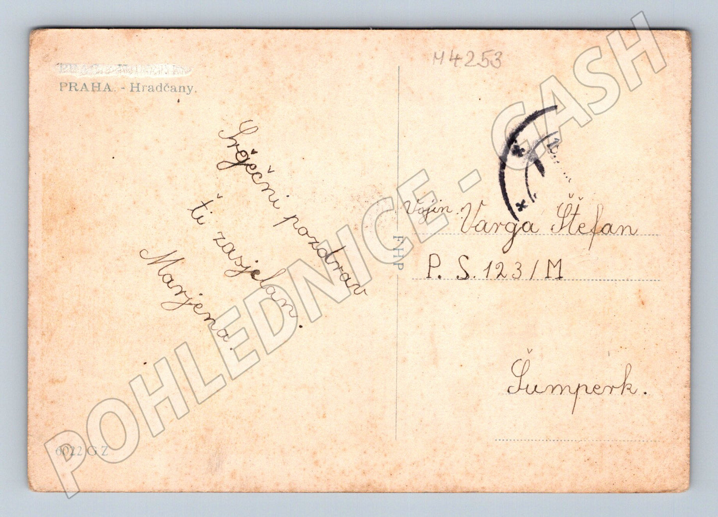 Pohlednice Praha Hradčany ručně psaný motiv (M4253)