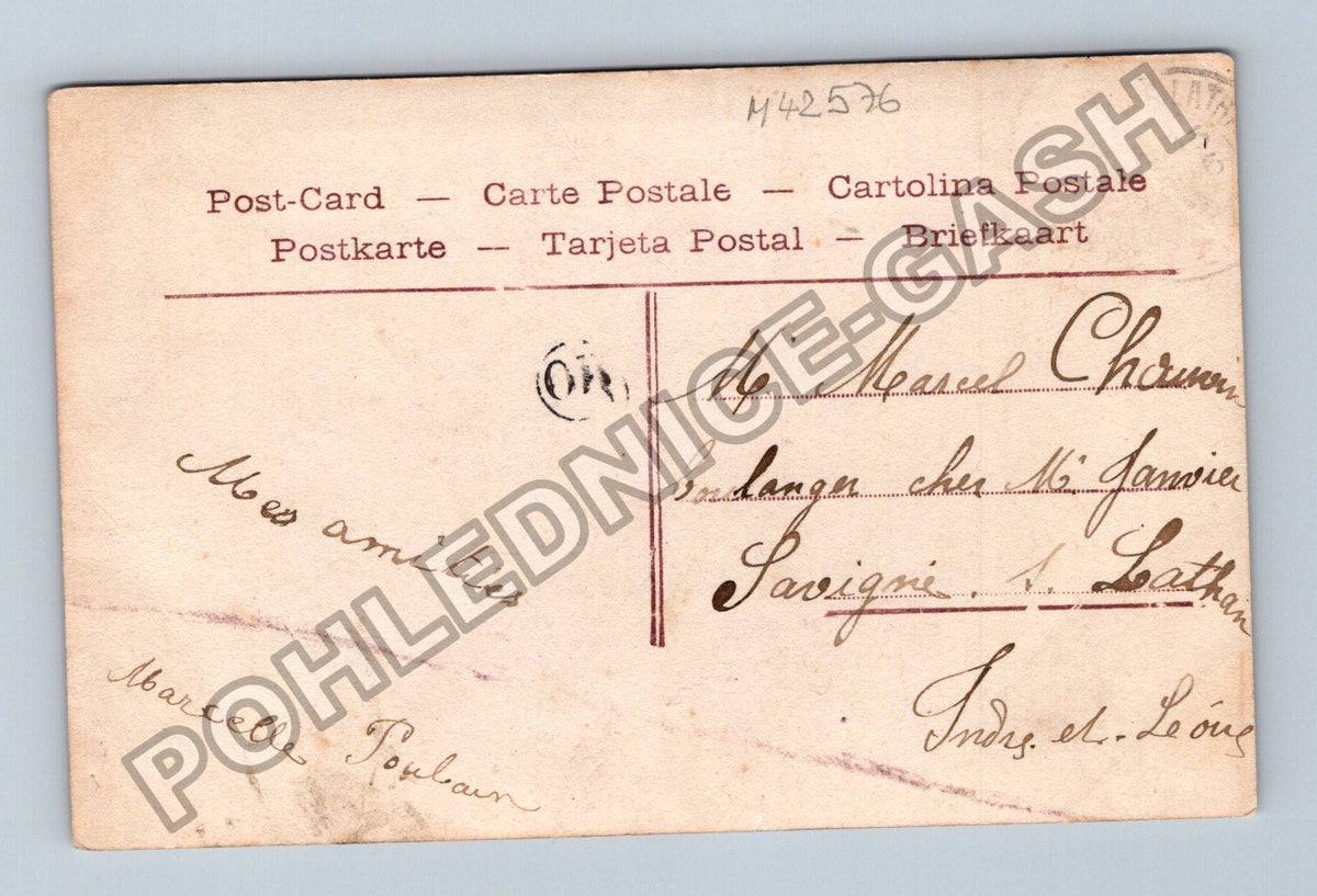 Pohlednice Francie dívka s obilím a květinami Souvenir (M42576)