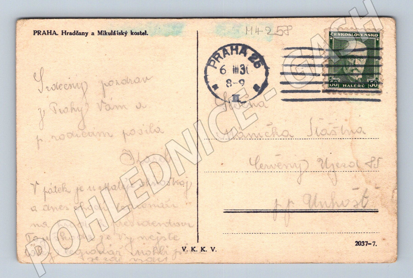 Pohlednice Praha Hradčany a sv Mikuláš 1931 motiv (M4258)