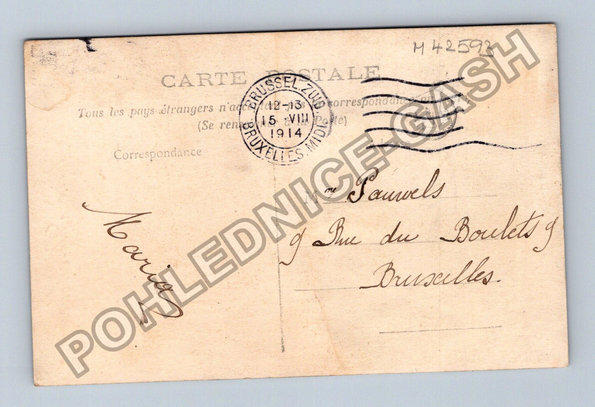 Pohlednice Belgie Brusel portrét ženy s květinami 1914 (M42593)