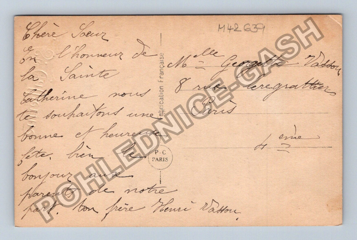 Pohlednice Francie Sainte Catherine žena s růží (M42639)