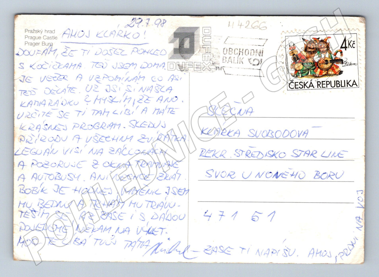 Pohlednice Praha Pražský hrad a Karlův most starý motiv (M4266)