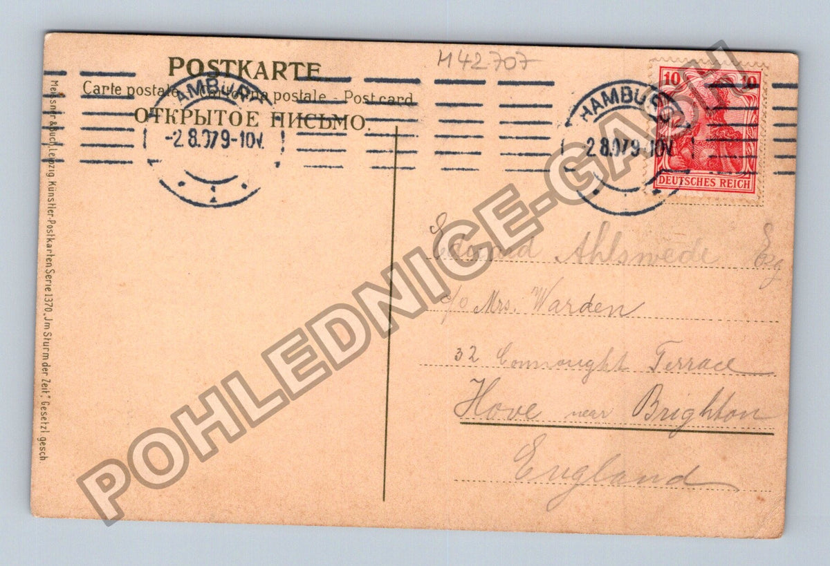 Pohlednice Německo dům u stromů Fande 1904 (M42707)