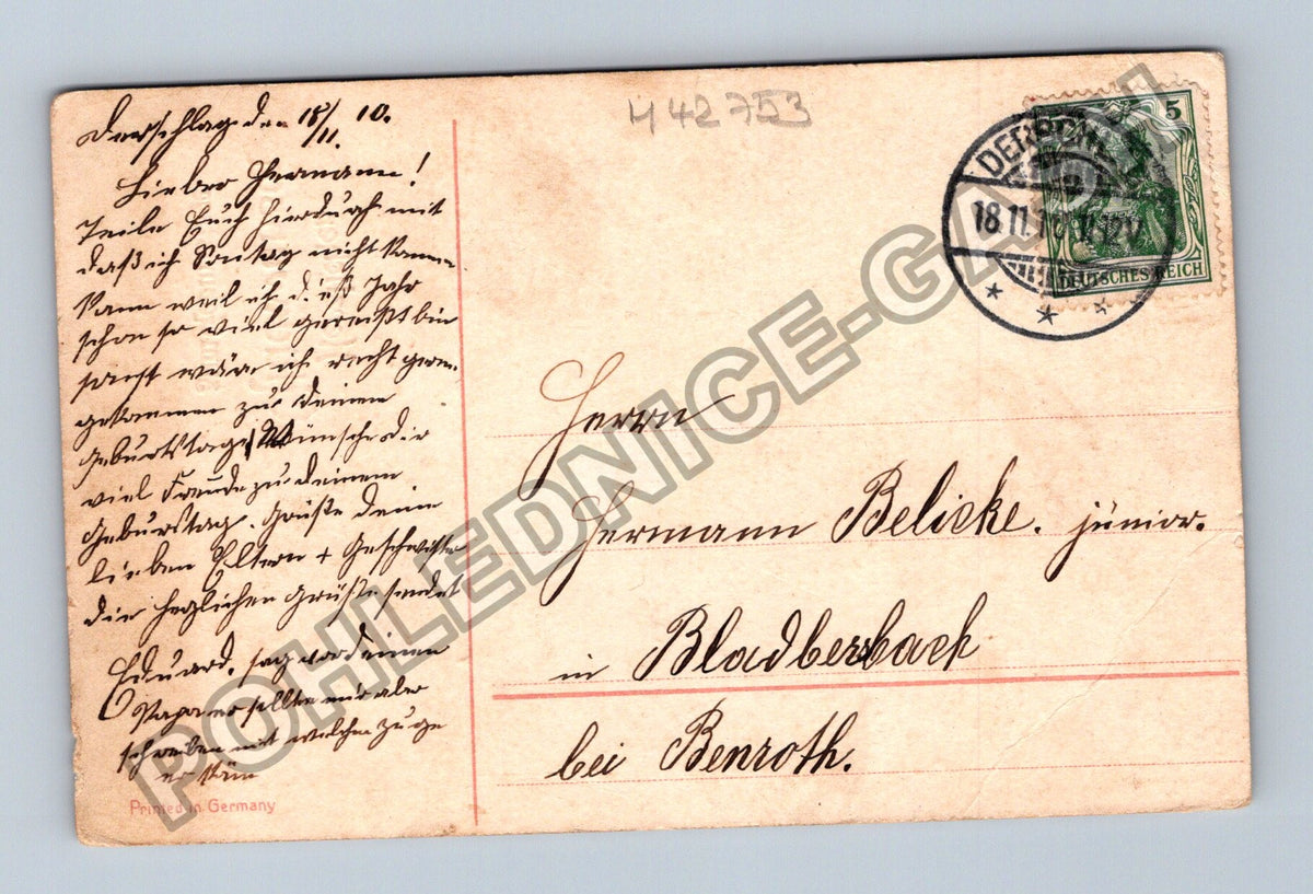 Pohlednice Německo konvalinky přání k narozeninám 1914 (M42753)