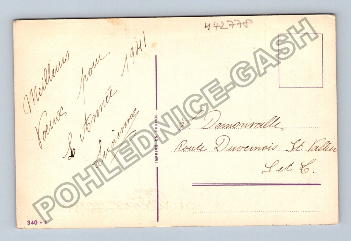 Pohlednice Francie Novoroční přání zimní krajina 1941 (M42778)