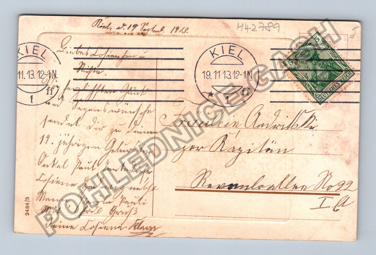 Pohlednice Německo Děti s květinami narozeninové přání 1913 (M42789)