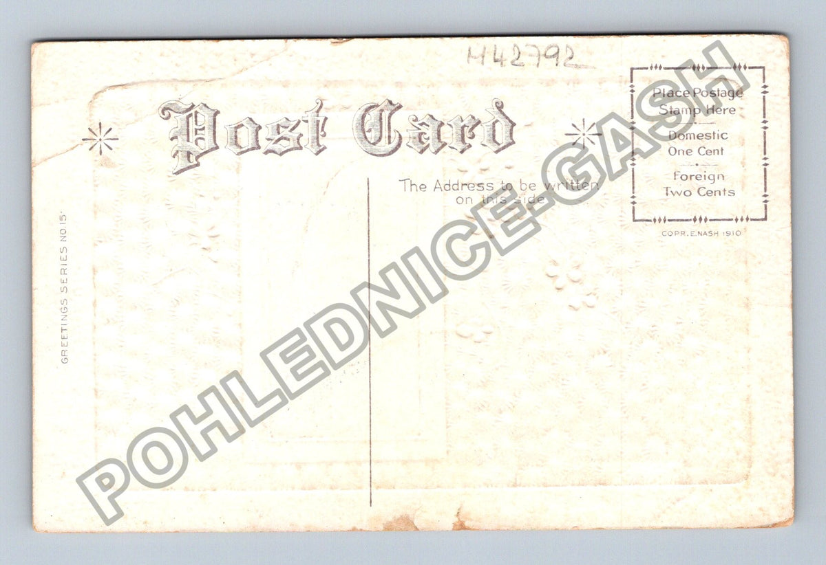 Pohlednice Kind Greetings květiny dům měsíc 1910 (M42792)