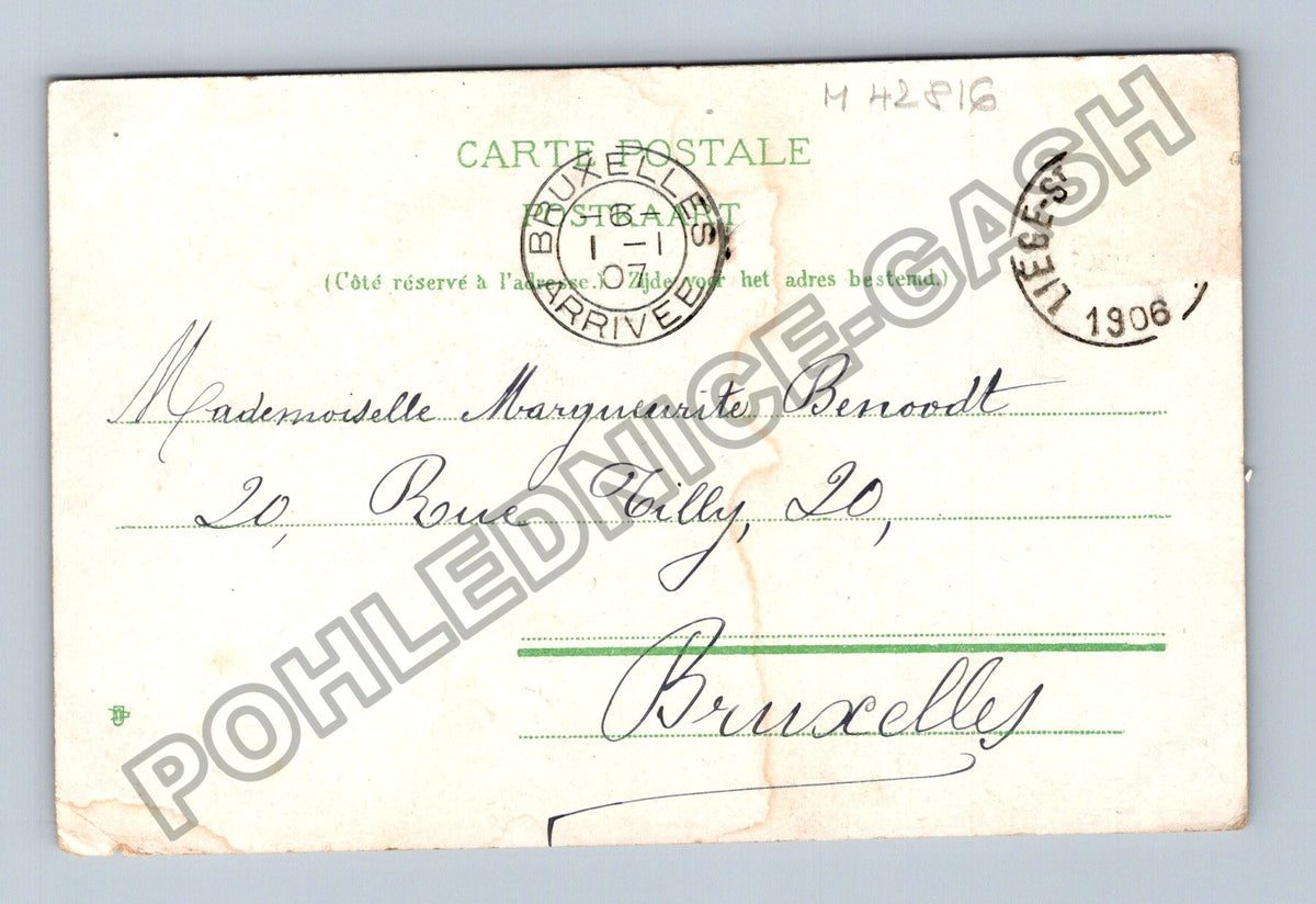Pohlednice Francie květiny růže pomněnky 1906 (M42816)