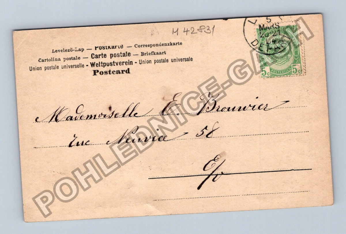 Pohlednice Francie žena s deštníkem a dětmi 1907 (M42831)