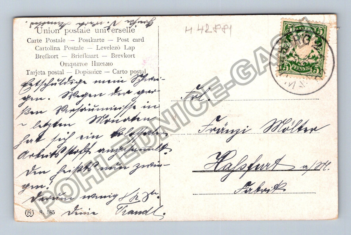 Pohlednice L. V. Senger lesní krajina s řekou (M42881)