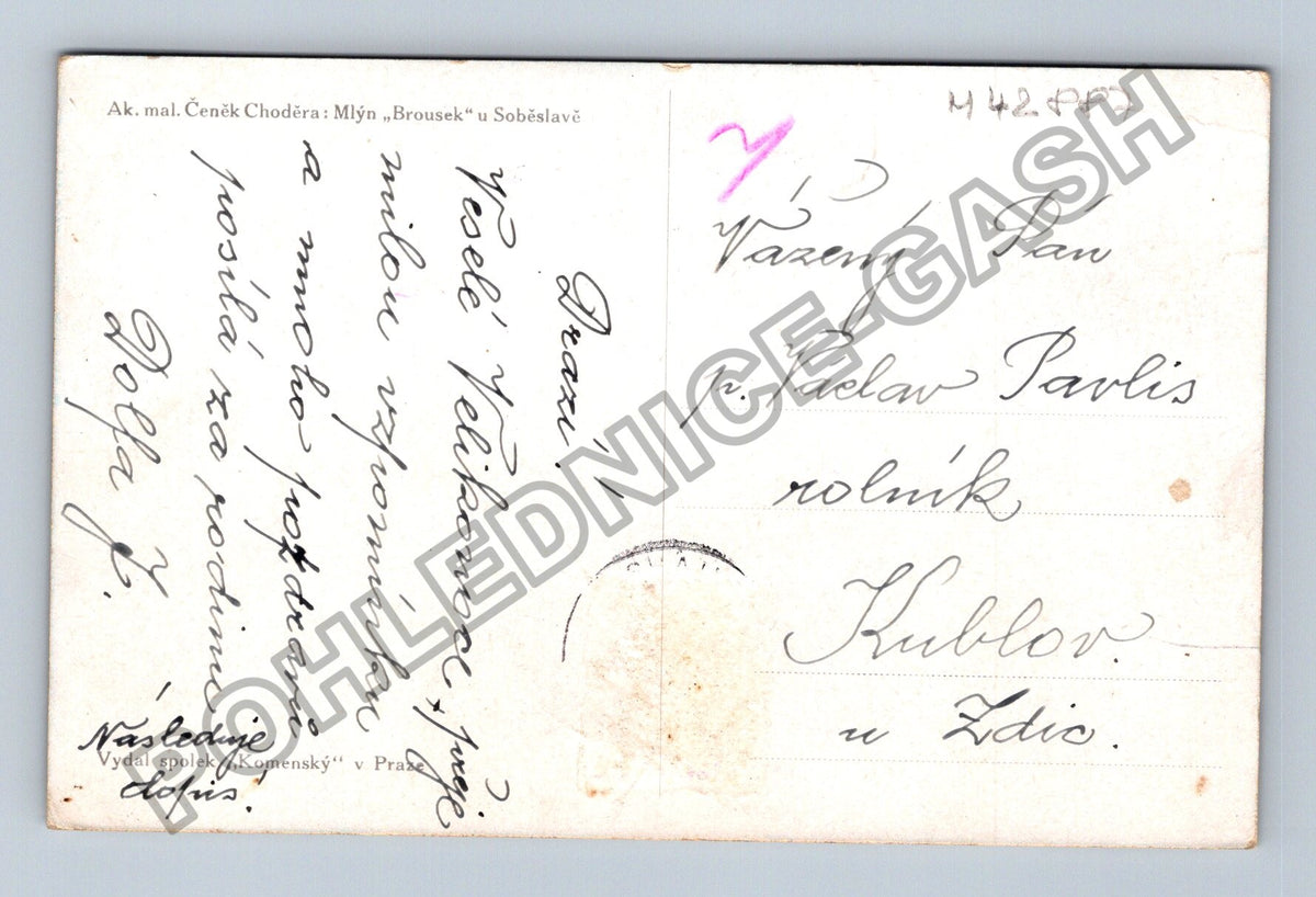 Pohlednice Čeněk Choděra Mlýn Brousek u Soběslavě (M42887)